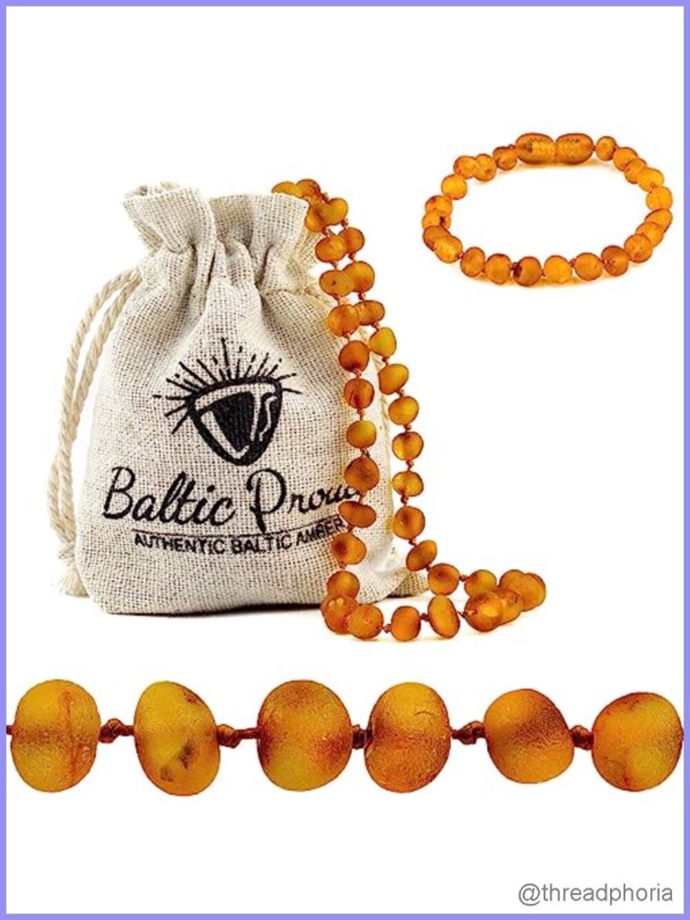 Baltic Amber Necklace & Bracelet Gift Set - Genuine Raw Honey Beads 12.5"